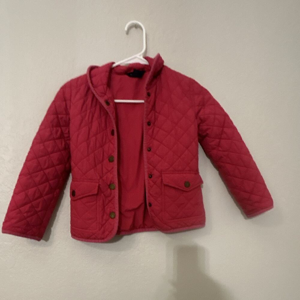 Ralph Lauren Girls Pink Quilted Snap Front Lined Jacket w/ Pockets Size 7